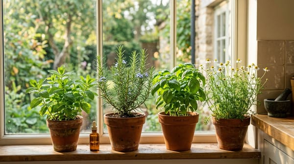 Cultivo de Ervas Medicinais e Aromáticas em Casa: Guia Científico de Alecrim, Hortelã, Manjericão e Camomila em Vasos